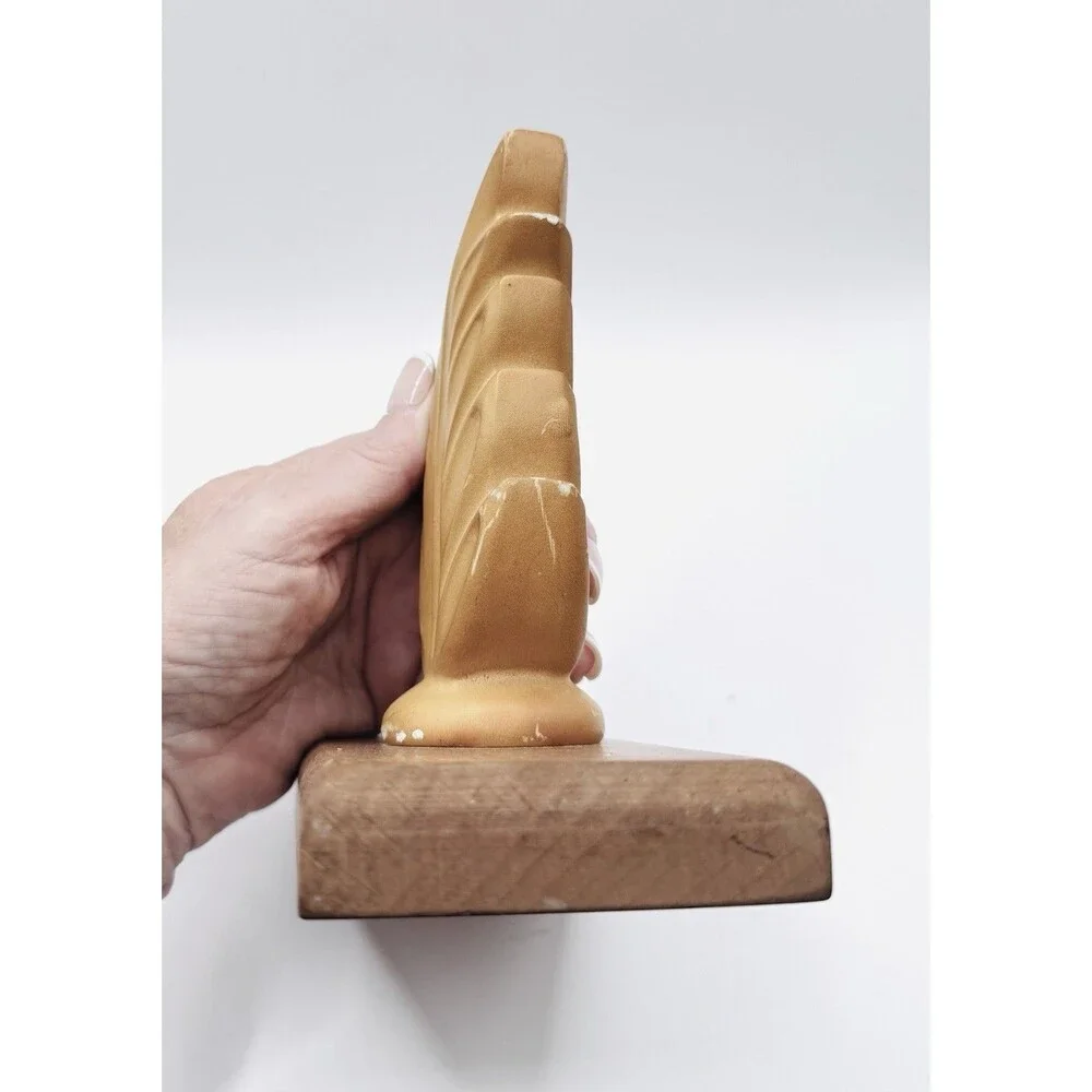 Vintage Duane Trippler Handcrafted Bookend Wood Gold Leaf Sculpture Signed